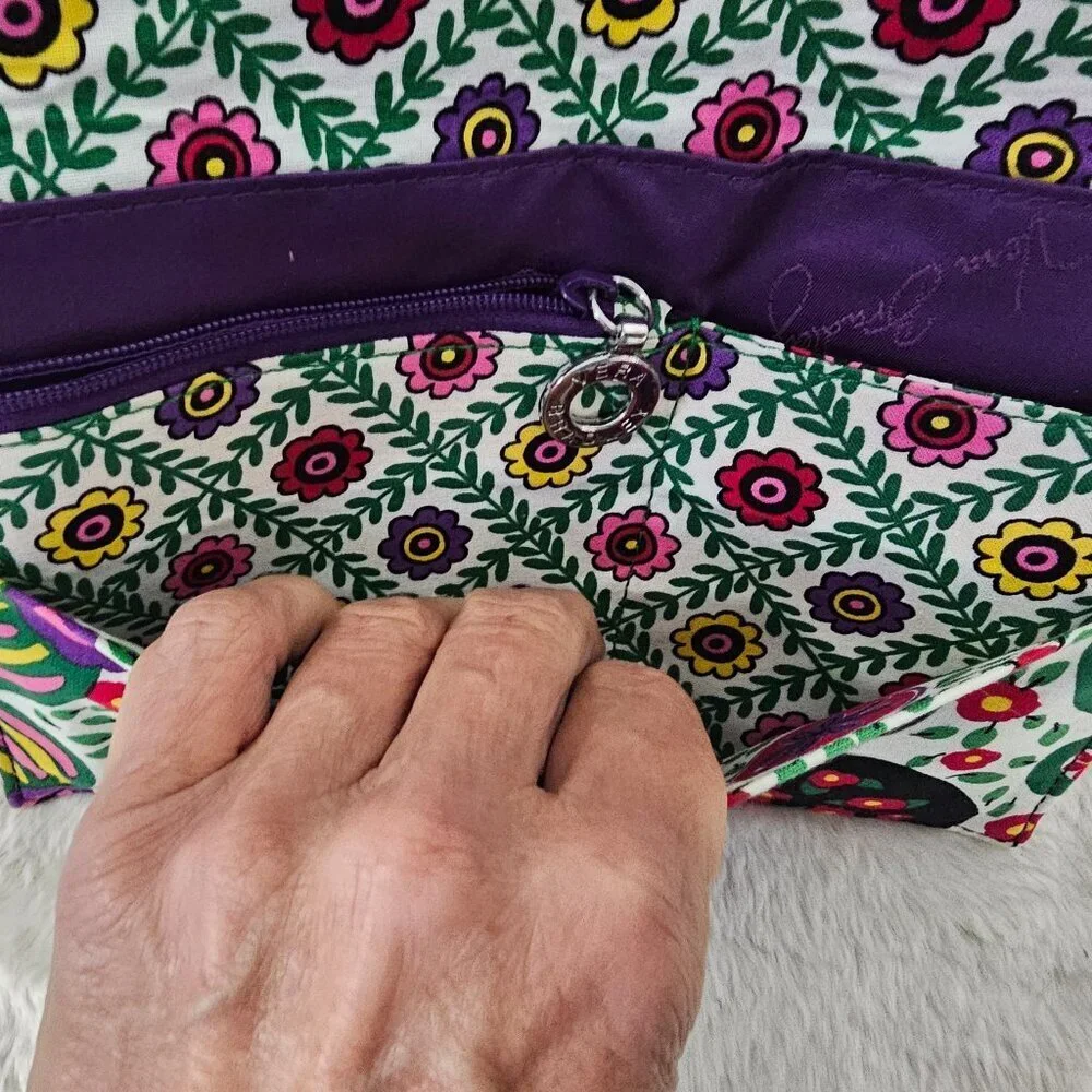 Vera Bradley Viva La Vera Wallet Purple Green Floral Envelope NWOT